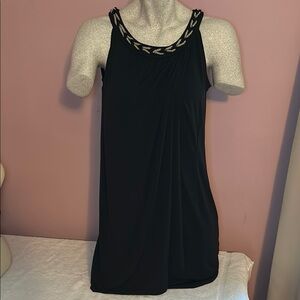 Donna Ricco Black Mini Dress with Silver Accents